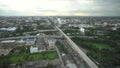 4K Top view City The high urban districts sunset City Avenue With Busy Roads In chilly