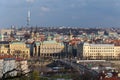 Top view city landscape of Prague with its historic buildings, Prague, Czech Republic Royalty Free Stock Photo