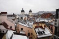 Top view of the city of Lviv, Ukraine. Roofs of old houses. Royalty Free Stock Photo