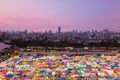 Top view city night market multiple colour roof top Royalty Free Stock Photo