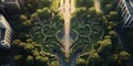 Top view of city park in form of lungs, concept of Greenery, created with Generative AI technology