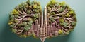 Top view of city park in form of lungs, concept of Greenery, created with Generative AI technology