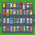 Top view of a city parking