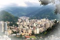 Top view of the city of Rio de Janeiro Brazil, surrounded by green mountains Royalty Free Stock Photo