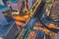 Top view City road cross intersection Royalty Free Stock Photo