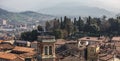 Top view of the city and the roofs of Bergamo