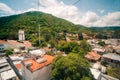 Top view of the city, streets and houses with tiled roofs. Salta, Argentina Royalty Free Stock Photo