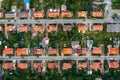 Top view of the city streets, red roofs of houses, urban landscape Royalty Free Stock Photo