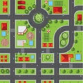 Top view of the city of streets, roads, houses, treetop, vector Royalty Free Stock Photo