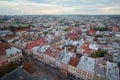 Top view of the city at sunset. Lviv