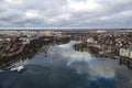 top view cityscape Kaliningrad Russia upper round lake