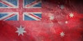 Top view of Civil Ensign of Australia, Australia retro flag with grunge texture. Australian patriot and travel concept. no