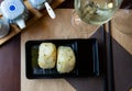 Top view of classic Japanese onigiri