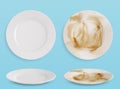 Top view of clean and dirty plates. vector Royalty Free Stock Photo