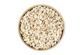 Top view cleaned organic sunflower seeds in a bowl Royalty Free Stock Photo