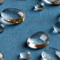 Top view of clear water droplets on a blue background featuring an abstract texture and ample copy space for design uses SEAMLESS Royalty Free Stock Photo