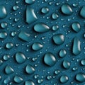 Top view of clear water droplets on a blue background featuring an abstract texture and ample copy space for design uses SEAMLESS Royalty Free Stock Photo