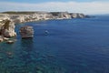 Top view of cliffs, bays, clear sea . Royalty Free Stock Photo