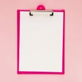 top view clipboard mock up with pink background. High quality photo