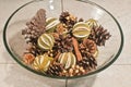 Variety of dried pine cones, bulbs