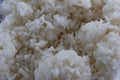 Top view, close-up, lots of grains, white cooked rice, Asian staple food.