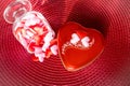 Top view and close up Many red hearts ond pink. Happy valentine's day design Royalty Free Stock Photo