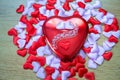 Top view and close up Many red hearts ond pink. Happy valentine's day design Royalty Free Stock Photo