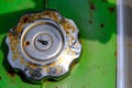 Top view close up old gas tank cap motorcycle Royalty Free Stock Photo