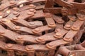 top view Close up of a old rusty chain links Royalty Free Stock Photo