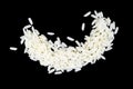 Pile of white uncooked rice grains, lying flat. Royalty Free Stock Photo