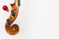 Top view close up shot of old violin and Christmas decoration. Royalty Free Stock Photo