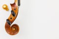 Top view close up shot of old violin and Christmas decoration. Royalty Free Stock Photo