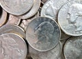 Top view close up of U.S. Currency Quarters Royalty Free Stock Photo