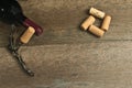 Top view of an un open bottle of vintage, french , red wine