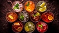 Top view Close-up of various types of cocktails Royalty Free Stock Photo