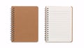 Top view closed and opened image of spiral blank notebook or notepad isolated and white background with clipping path Royalty Free Stock Photo