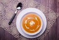 Top view closeup on carrot soup Royalty Free Stock Photo