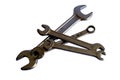 Top view of closeup shot of spanners Royalty Free Stock Photo