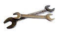 Top view of closeup shot of two spanners Royalty Free Stock Photo