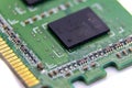 Top view closeup view of a DDR RAM memory module isolated on white background Royalty Free Stock Photo