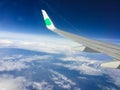 Top view of the clouds from the airplane window.Flying Royalty Free Stock Photo