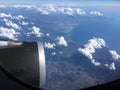 The top view of clouds and sky from an airplane window Royalty Free Stock Photo