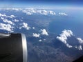 The top view of clouds and sky from an airplane window Royalty Free Stock Photo