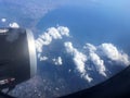 The top view of clouds and sky from an airplane window Royalty Free Stock Photo