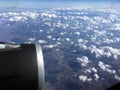 The top view of clouds and sky from an airplane window Royalty Free Stock Photo