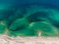 Top view of the coast and the green sea in the Crimea