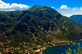 Top view of Coastline of the Boka-Kotor Bay, Montenegro Royalty Free Stock Photo