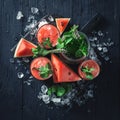 Top view cocktails drinks watermelon mojito Royalty Free Stock Photo