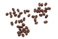 Top view of coffee beans isolated on white background Royalty Free Stock Photo