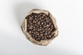 top view coffee beans paper bag. High quality photo